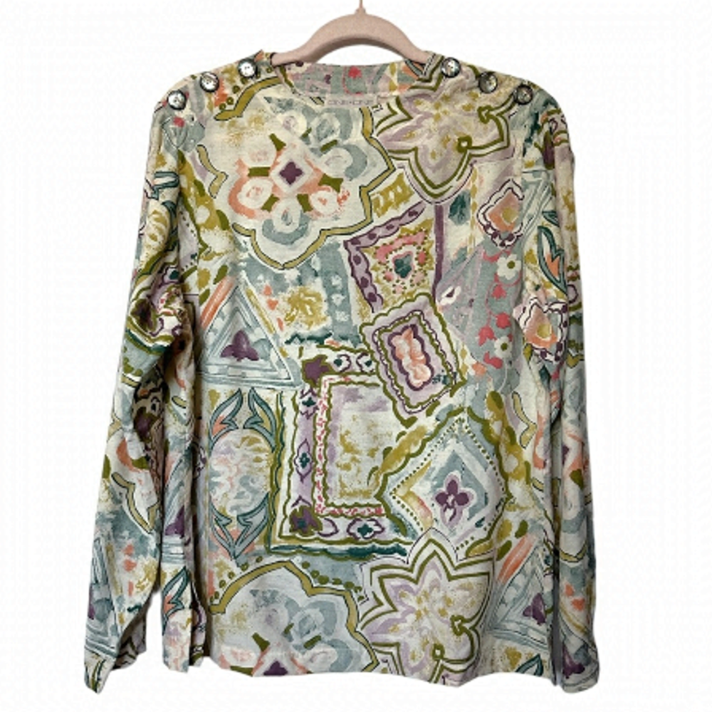 Vintage Top Floral Paisley Design Hippie Boho Festival Multicoloured Long Sleeve - Picture 1 of 14